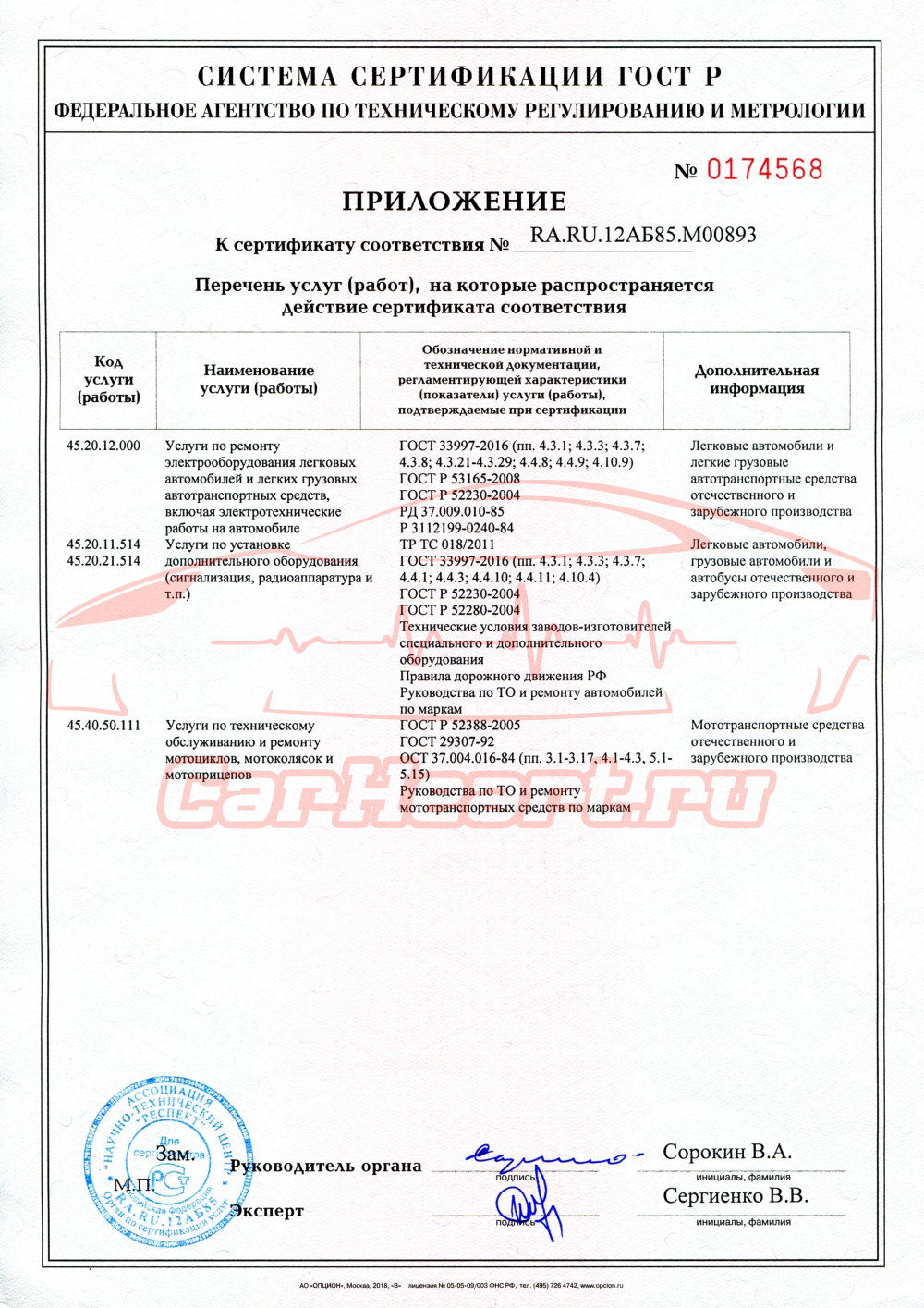 Сертификат на соответствие линз и услуг сервиса - 2