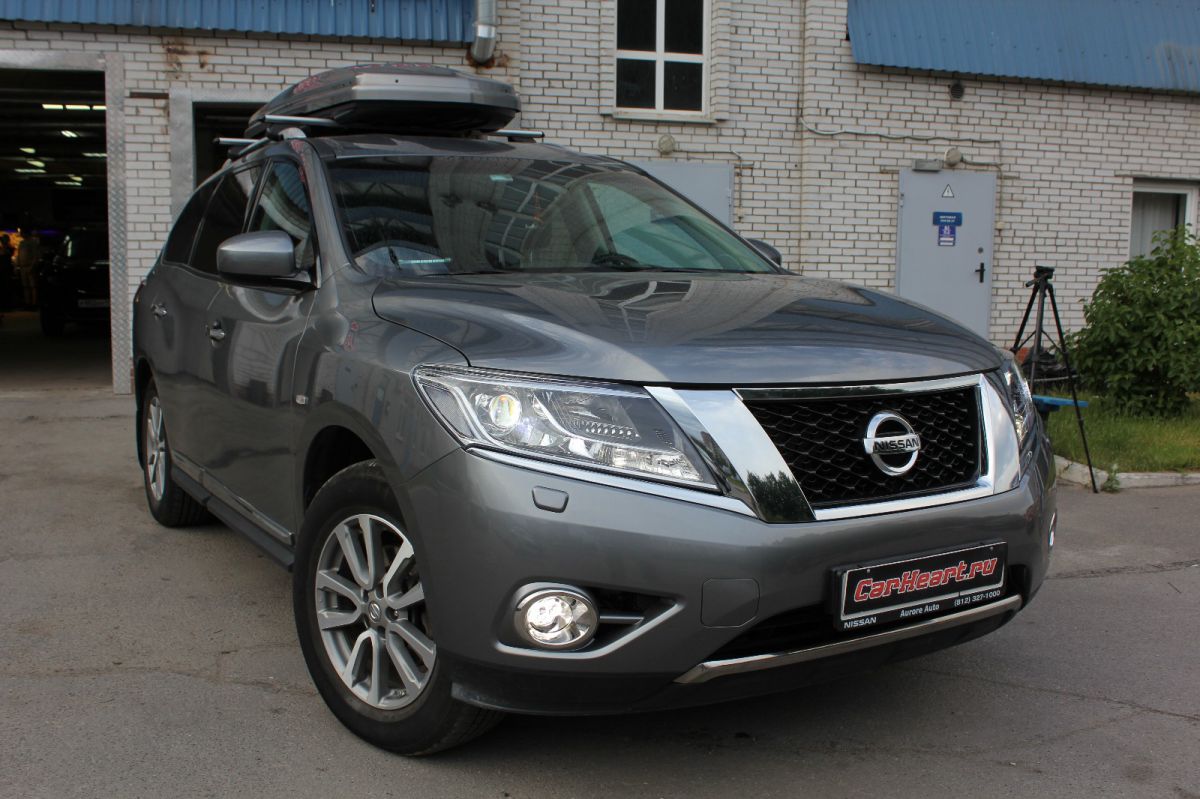 Nissan Pathfinder R52, установка бидиодных Optima Premium BiLED Lens  Professional