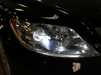 Lexus LS460, замена штатных линз на бидиодные, полировка и оклейка