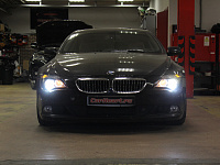 BMW 6-Series Замена штатных линз на бидиодные модули, замена стекол фар на новые, восстановление стекол поворотников
