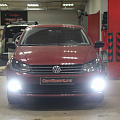 Volkswagen Polo -  Установка диодных линз в штатный отражатель, восстановление прозрачности стекол, замена ламп противотуманных фар на диодные