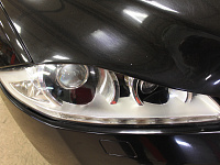 Jaguar XJ, замена линз на бидиодные, ремонт фар, полировка