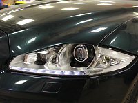 Jaguar XJ, замена штатных модулей на бидиодные, полировка и оклейка