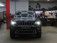 Jeep Grand Cherokee, замена штатных линз на бидиодные, восстановление стекол фар