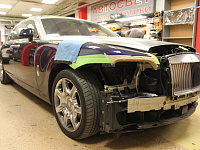 Rolls Royce Ghost, ремонт фары, шлифовка, полировка и оклейка фар