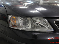 Saab 9-3 (2005), замена штатных ксеноновых линз и ламп на новые, восстановление стекол