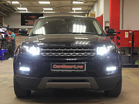 Range Rover Evoque, замена штатных модулей на бидиодные, полировка и оклейка фар