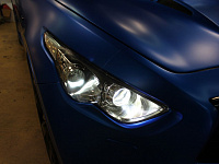 Infiniti FX, замена линз и оклейка пленкой кузова KPMF в яркий синий матовый металлик