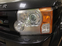 Land Rover Discovery 3, замена линз на бидиодные, восстановление стекол фар