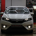 Honda FIT - Замена штатных диодных линз для левостороннего движения на более яркие диодные модули с правильным распределением света