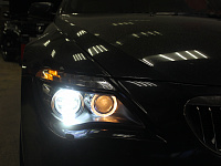 BMW 6-Series Замена штатных линз на бидиодные модули, замена стекол фар на новые, восстановление стекол поворотников